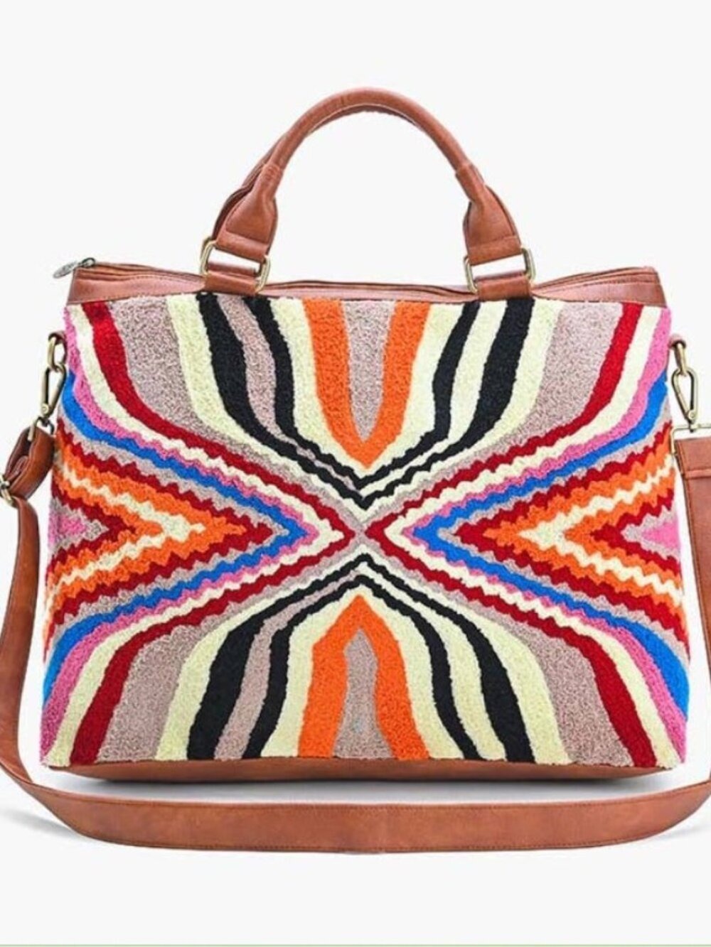 America & Beyond Colorful Abstract Embridered Shoulder Bag - Picture 6 of 6